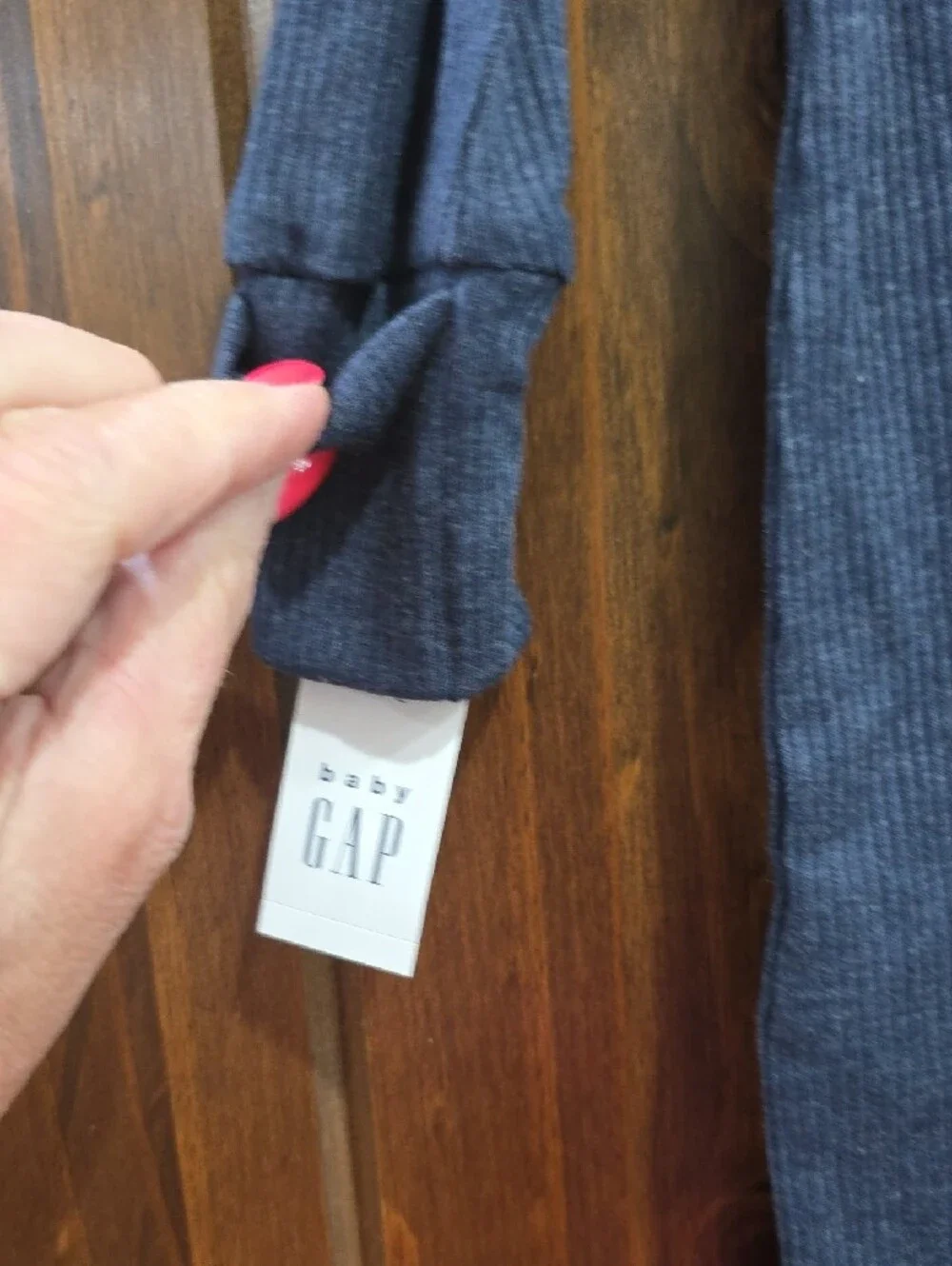 GAP Navy Ribbed Footed One-Piece with Embroidered Bear